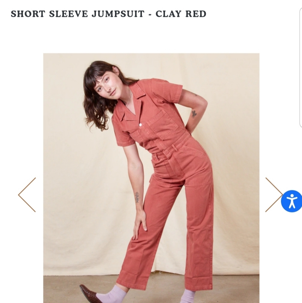 Big Bud Press short sleeved jumpsuit in clay, XS